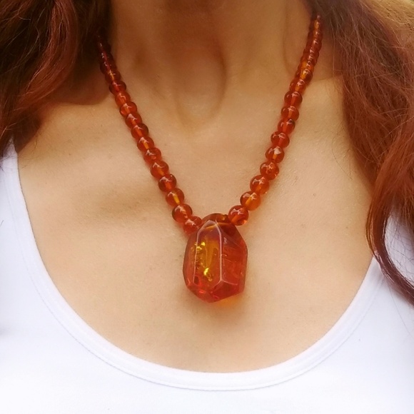 Vintage Baltic Amber Sterling Hallmarked Soviet Union